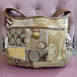 DAMAGED Coach Brown Patchwork Shoulder Bag